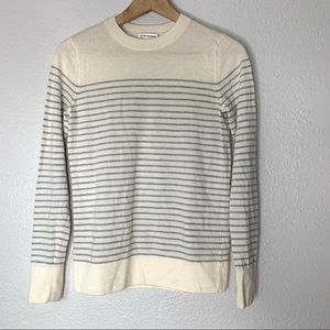 Club Monaco cream striped wool long sleeve sweater